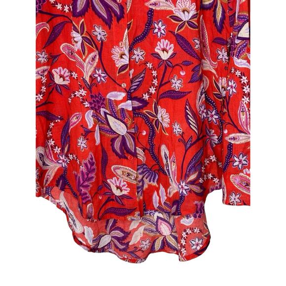 Sundry Womens Paisley Blouse 0(XS)‎ Floral Oversized Hi Low Bohemian Tunic - Picture 3 of 14